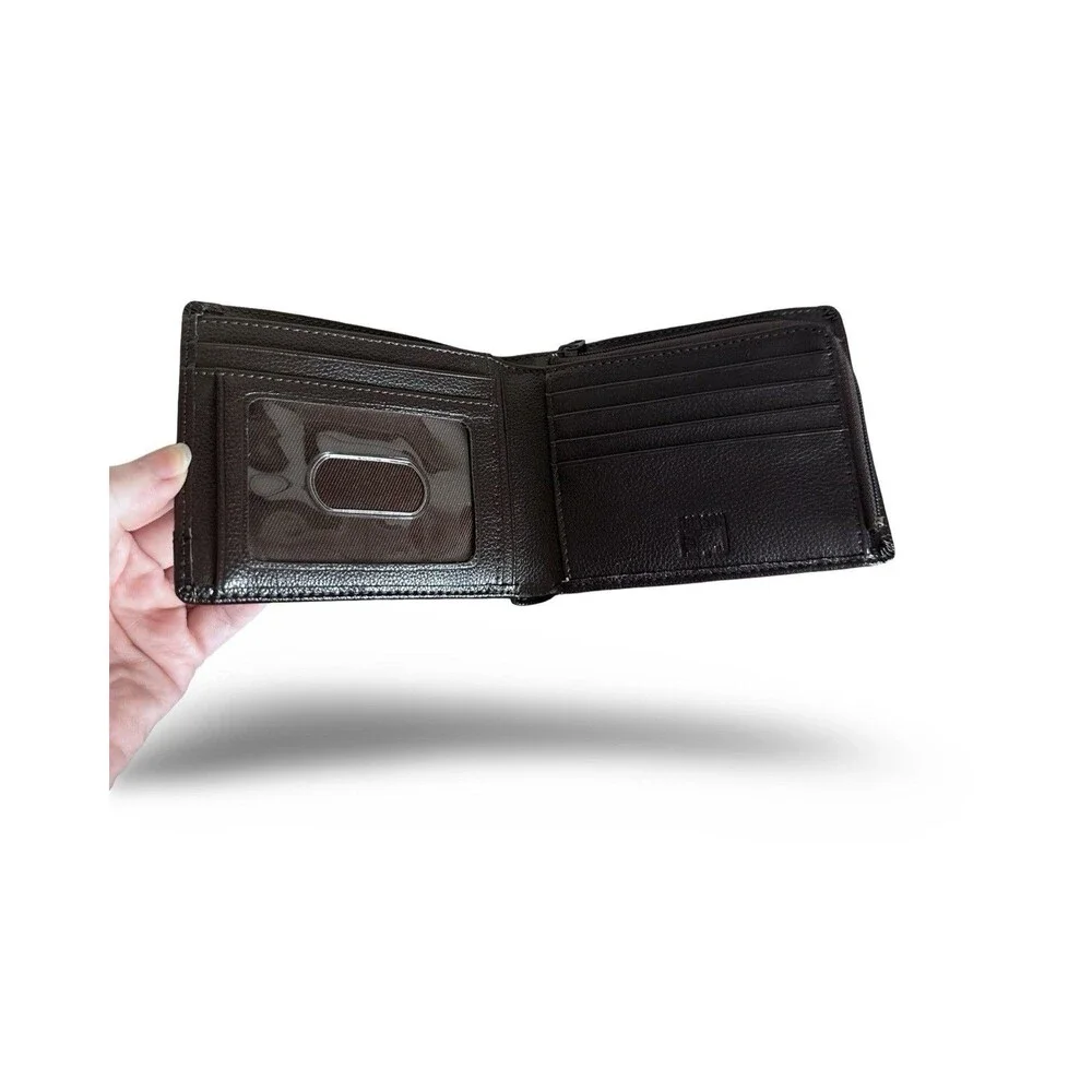 Bobson International Luxury Black Pebbled Leather Bofold mens wallet unused